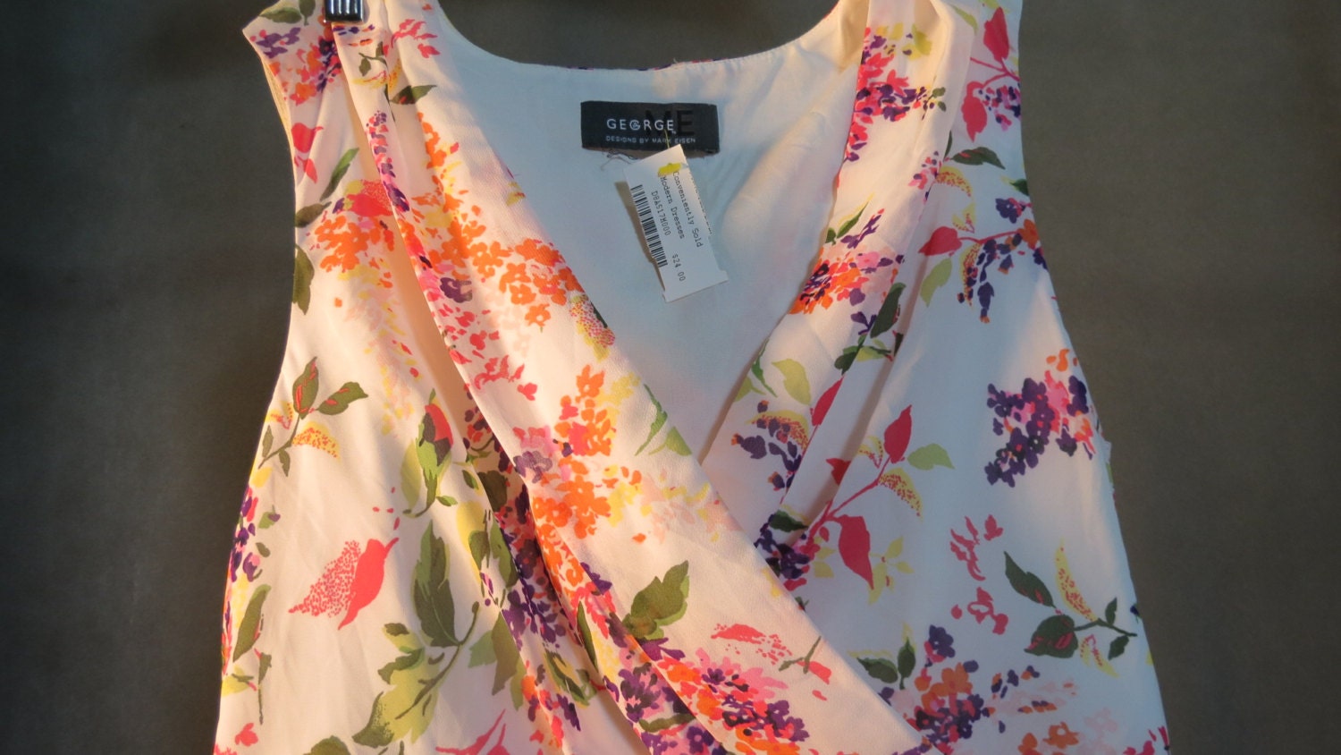 1980s Sleeve-less Floral Dress