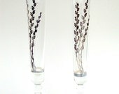 Vintage Flutes with Sterling Silver Overlay Pussy willow Design, cr. 1950s,  Wedding, anniversary,      I Take CREDIT CARDS - widgetsandwhatsus