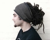 Mens dreadlock tube hat, striped hair wrap, dread band, custom made in any colour, size REGULAR.