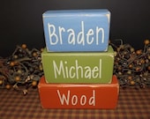 Custom Personalized Name primitive wood blocks