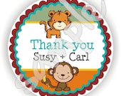 Animals Theme - 40 Thank You 2 inch circle Stickers - Birthday - Baby Shower - Envelope Seal - Address Label - Personalized Il_170x135