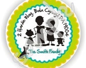 Family Theme - 40 Thank You 2 inch circle Stickers - Birthday - Baby Shower - Envelope Seal - Address Label - Personalized