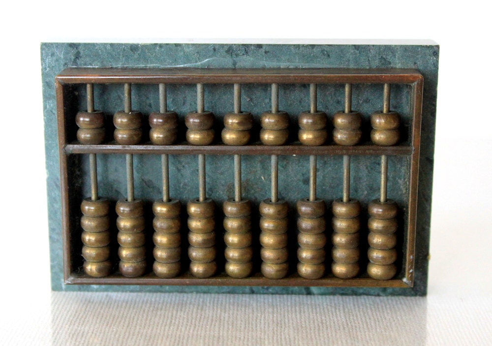 Vintage Pocket Abacus in Green Marble and Brass by Uptown Vintage