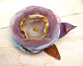 Purple Flower Brooch --- Fabric Jewlery --- TAGT team --- Gift fo her --- Spring