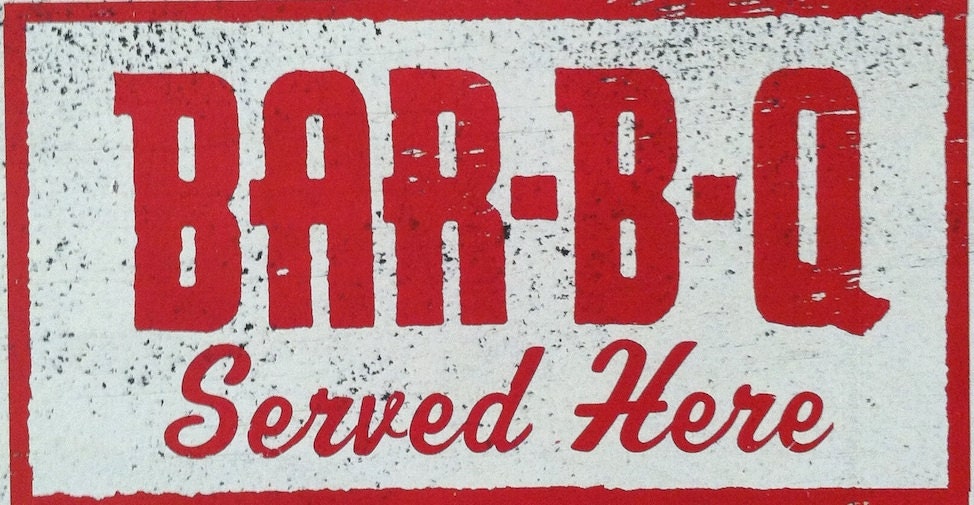 Bar-B-Q Served Here Rustic Wooden Sign - 16x9