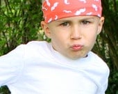 Warrior Head Wrap in Orange Mustache Print - CHILD