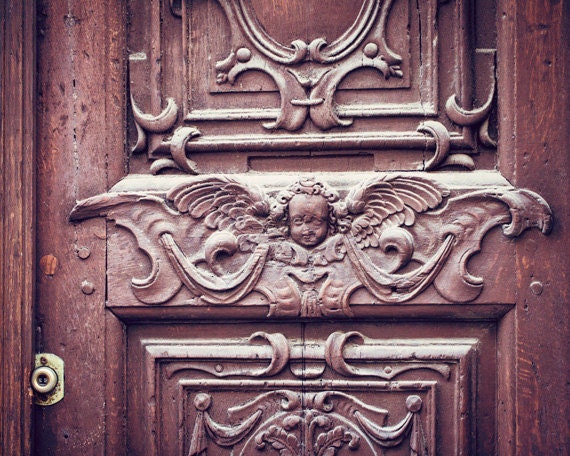 Paris Ornate Parisian Carved Wood Door Photo, Travel Decor, Fine Art Paris Photograph Print - Out of the Past (8x10)