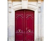 ON SALE Paris Photography, Red Doors Photograph, Paris Decor, Fine Art Travel Photograph, Urban Home Decor - Red Door (8x10)