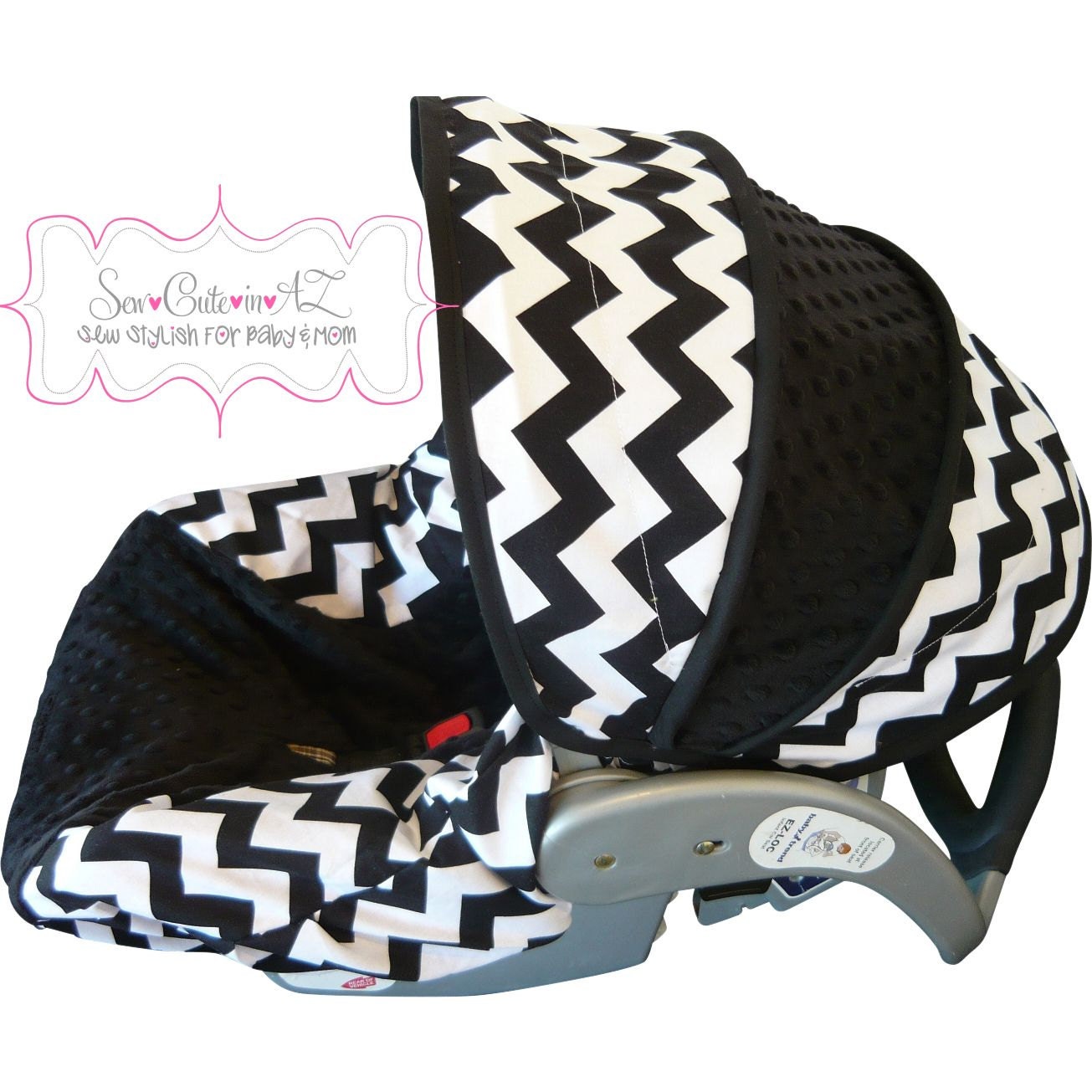 Black and White Chevron Infant Car Seat Cover