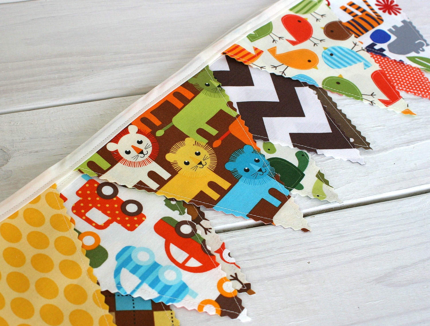 Bunting Fabric Banner Baby Nursery Decor - I-Spy Chevron Owls Animals Cars - Ready to Ship
