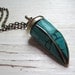 Turquoise Tooth Mosaic Pendant on Chain - India Handmade Pendant - Brass Inlay Mosaic Pendant