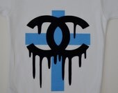 Teal Dripping CC Cross onesie