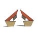 Tangram Stud Earrings - Burnt Orange, Grey & Gold