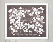 Custom Signature Tree Wedding Guest Book Alternative Light Chalkboard background - Modern original Guestbook