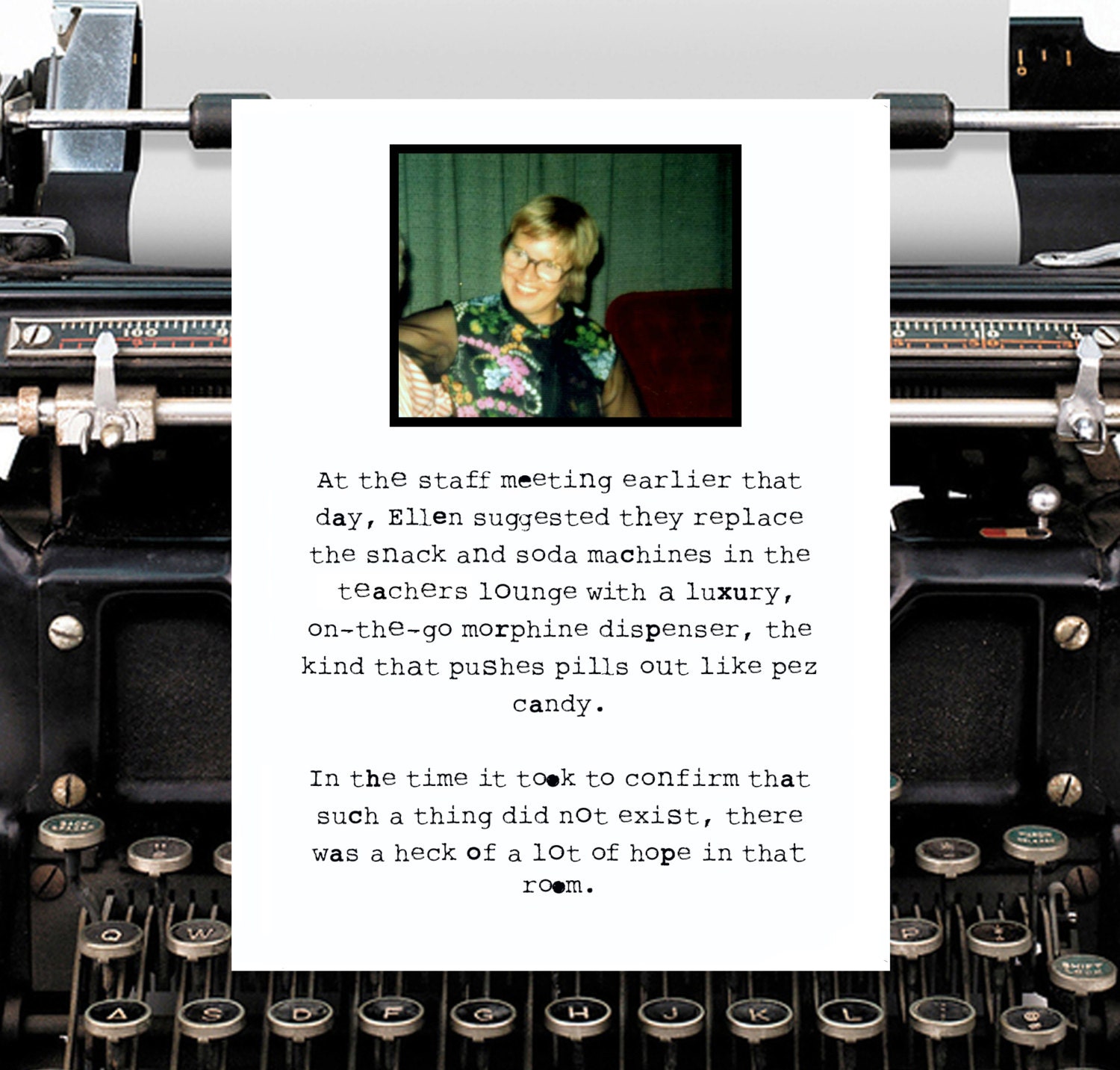 hOpe.  Bipolar Betty morphine dispenser invention proposal card with envelope...