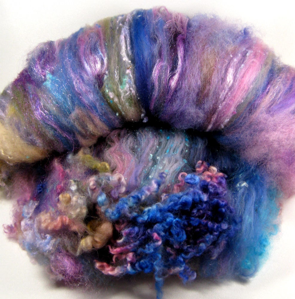 Enchanted Wild Card Bling Batt for Spinning and Felting