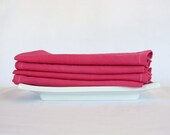 Cloth Napkins, Organic Cotton, Hand Dyed in Beet Red, Set of 4 Sixteen inch Dinner Napkins, Made in the USA