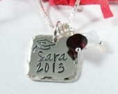 SALE -Personalized Graduation Necklace - Hand Stamped Sterling Silver Necklace - Graduation Jewelry
