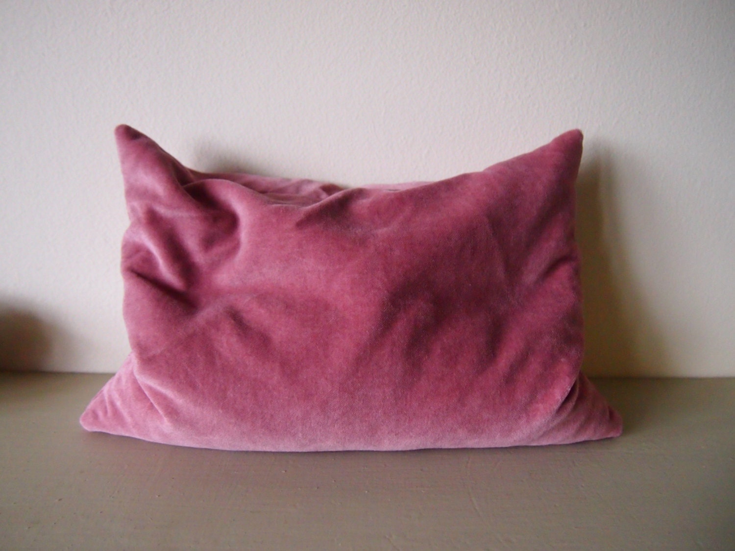 Pink pillow handmade vintage velvet cushion buckwheat hulls natural firm support
