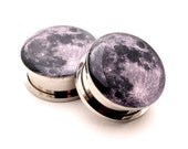 Full Moon Picture Plugs gauges - 8g, 6g, 4g, 2g, 0g, 00g, 7/16, 1/2, 9/16, 5/8, 3/4, 7/8, 1 inch