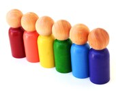 Wooden Rainbow Peg Dolls -  Montessori Learning Toy