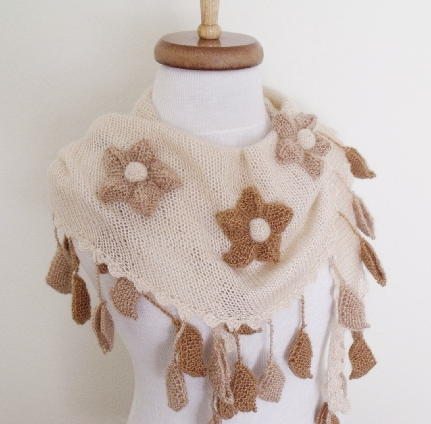 Brown-Cream Tone  Spring Scarf  Little Shawl-Ready For Shipping
