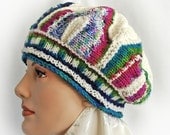 Module Art Hat with a Flower Crown - Multiple Colors - Acrylic - Hand Knit