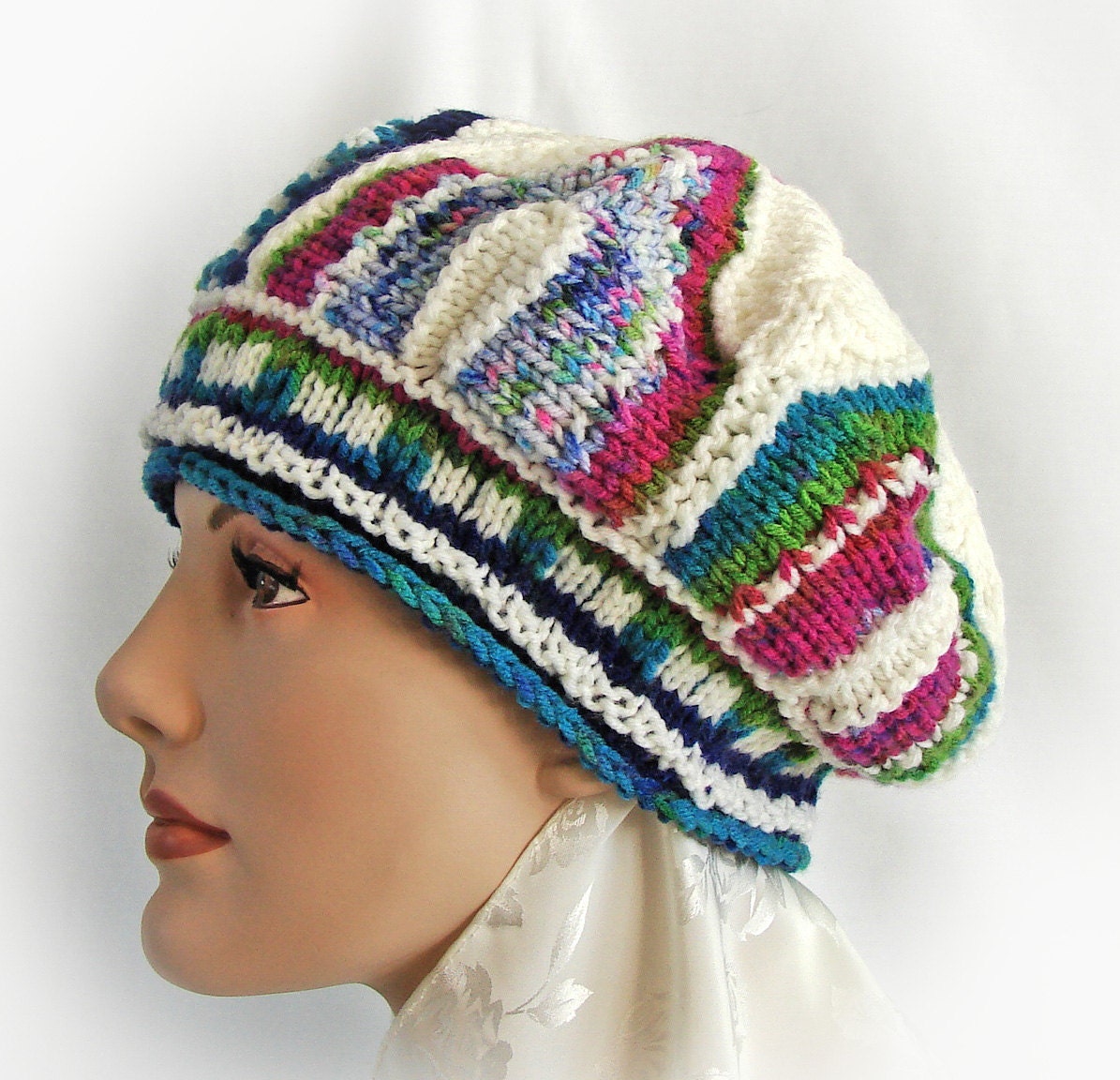 Module Art Hat with a Flower Crown - Multiple Colors - Acrylic - Hand Knit
