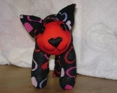 OOAK Handmade SOCK KITTY Cat / Black & Red Hearts / Plush Doll Kitten Baby