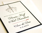 Save the Date Chandelier Wedding Red Black White Elegant Bridal Set 25 Double Mounted Flat