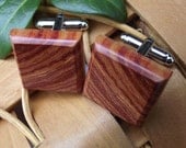 Wood Cuff Links Handmade from Tulipwood - Wooden Cufflinks - Gift for Groom, Best Man, Groomsmen, Father - 3/4 inch Diameter