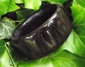 Wide Wood Bangle Bracelet - Wenge Wood Wooden Bangle Bracelet (Size M) - Natural Jewelry Gift