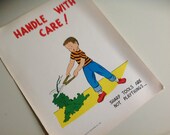 1960s Vintage School Mini Safety Poster. Handle With Care.