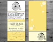 Wedding Invitation Set - Vintage Bicycle - Long Invitation Card - Perfect fit for a no. 10 envelope - Outdoor Wedding