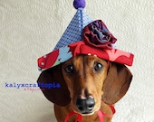 Perfectly Periwinkle and Pinkety Pink  Party Hat for Dachshunds