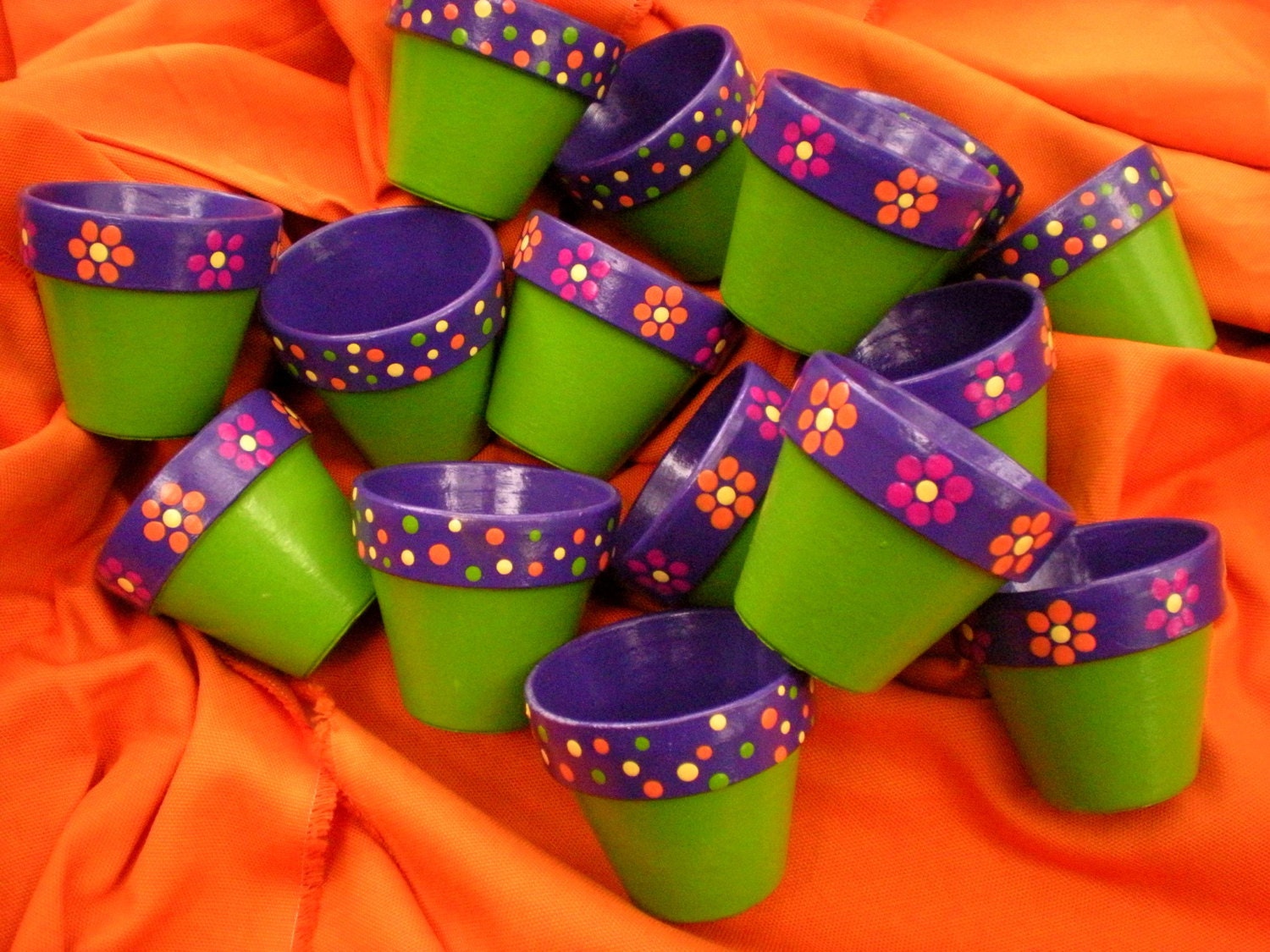 Hand Painted Flower Pot Party Favors for Children