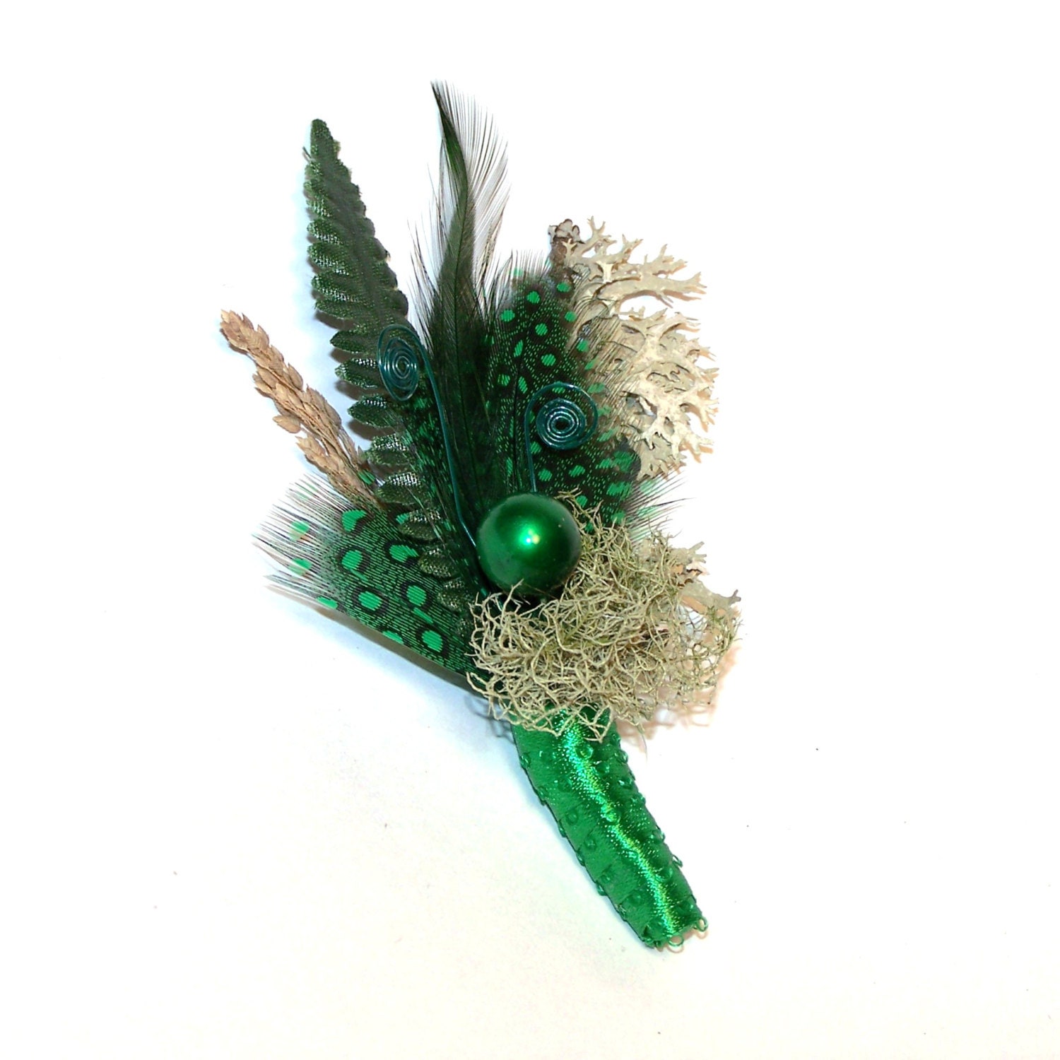 Forest Green Fiddlehead Boutonniere