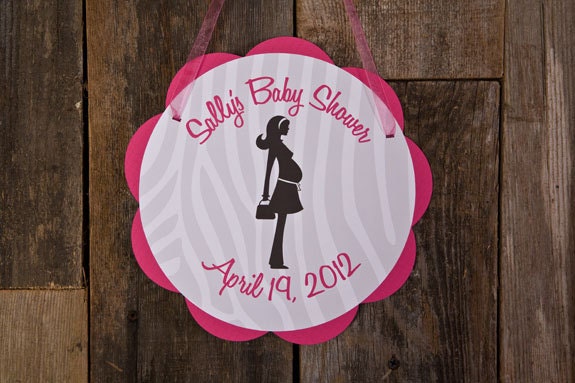 Baby Shower Door Sign - Baby Shower Decorations - Welcome Sign in Hot Pink & Zebra Mom to Be Theme Il_570xn