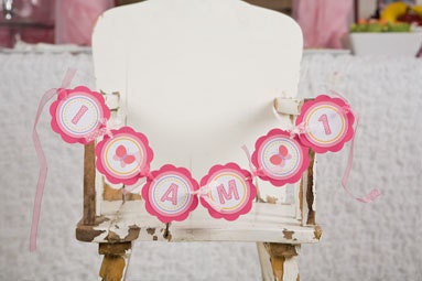Butterfly Theme First Birthday Banner - I AM 1 Mini Banner - Happy First Birthday Party Decorations Sign