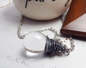 Czech Glass Bauble Necklace Oxidized Silver Wire Wrapped Pendant