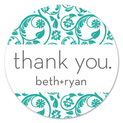 Thank You Stickers Personalized Labels Wedding Favor 1.5"