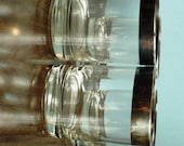 MId Century Modern Dorothy Thorpe Style Highball Glasses Silver Rimmed