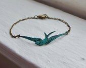 Turquoise Swallow Bracelet. Stacking Bracelets. Layering Bracelets. Verdigris Sparrow Bracelet. Trendy Bracelets. Bestfriend Bracelet.