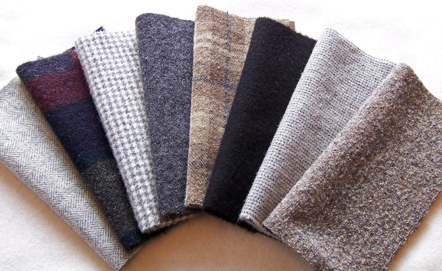 Hand Dyed Felted Wool, 8in.x 8in. - Gray / Black - for Applique, Penny Rugs, Sewing Projects - W1230