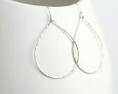 Hammered Sterling Silver Drop Earrings - Simple Everyday Earrings - Casual Earrings