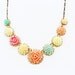 Spring Flower Necklace Cream Flower Necklace Peach Rose Necklace Garden Wedding Cottage Chic Statement Necklace Mint fpparadigm - Printemps
