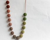 Earth Colors Long Necklace Beaded Beads Brown to Olive Green