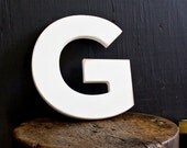 White G Mid Century Architectural Style Wood Letter Distressed Wall Decor