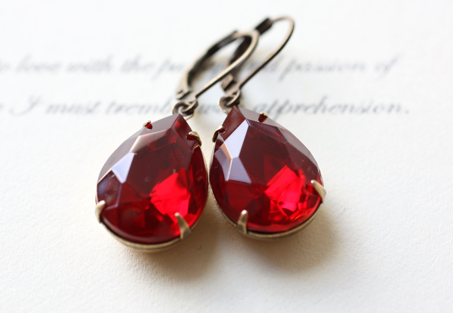 Ruby Earrings. Red Jewel Earrings. Flame