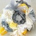 Brooch Bouquet  Vintage-Style in Ivory, Yellow and Grey with Feathers, Lace and Brooches